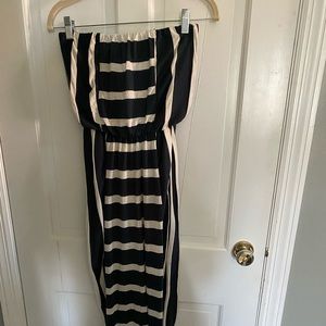 Strapless maxi dress.